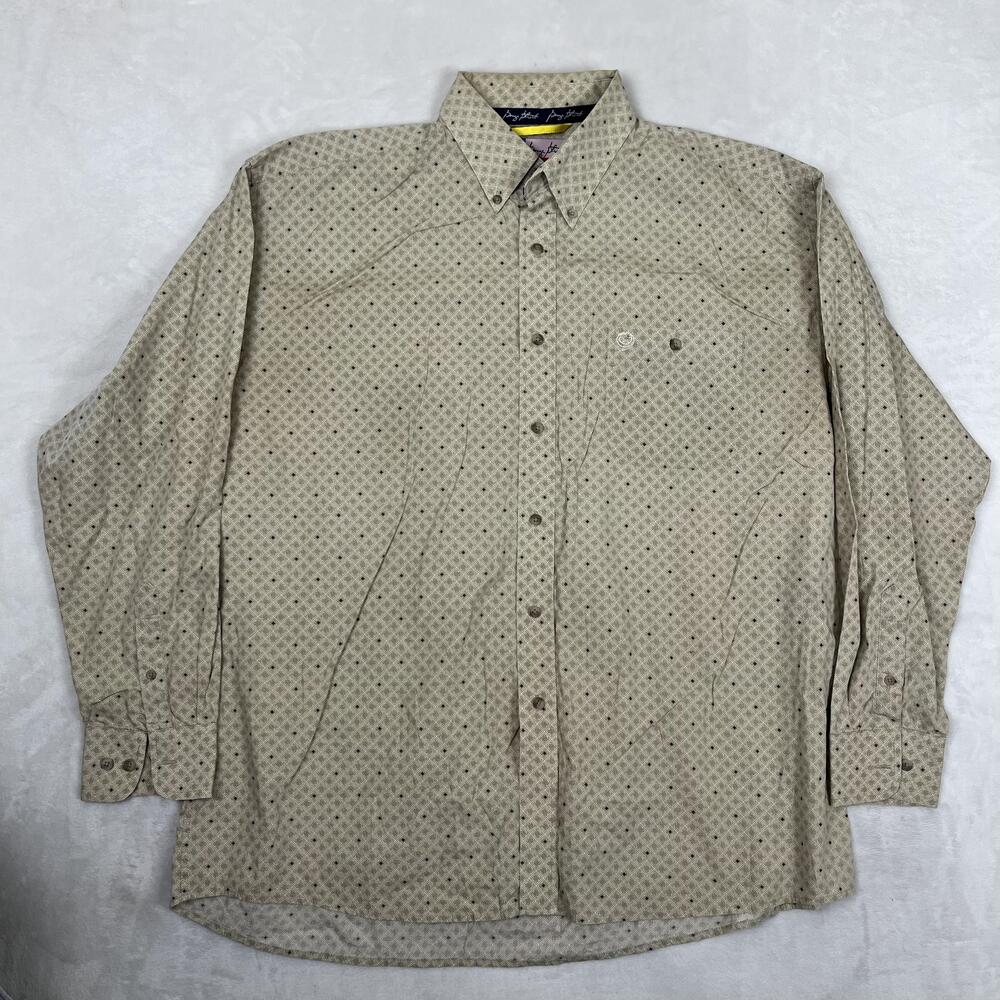 Wrangler George Strait Shirt Mens 2XL Beige Long Sleeve Button Front Western